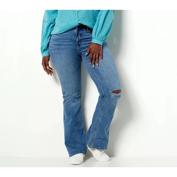 Candace Cameron Bure Pacif Denim Flare Jeans DelMark Dk Wash Plus Pet 20 A488181 - Picture 1 of 1